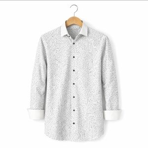 Sean John White Floral Dot Mens French Cuff Tailored Sz Lg (16, 32/33)